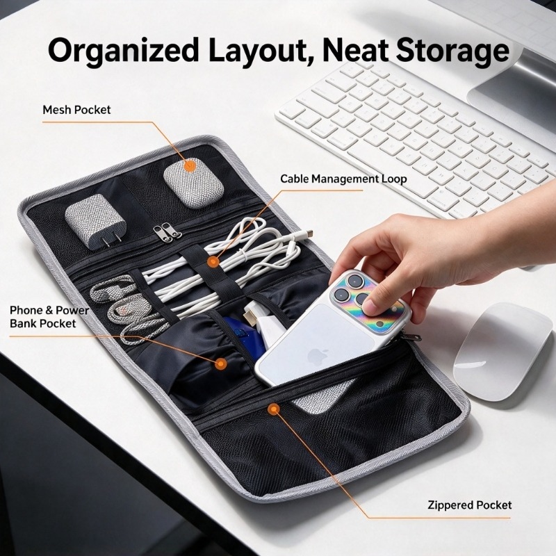 Large Capacity Cable Organizer - Tech Accessories Travel Organizer Pouch recension och pris